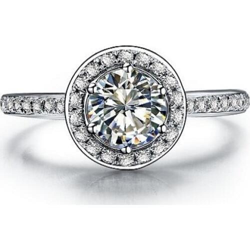 1 Carat White Gold 18K Round Perfect Test Positive Moissanite Anniversary Ring For Women Solid Gold Engagement Ring With Box