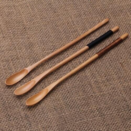 2pcs Wooden Coffee Stirring Spoon Long Handle For Honey Server Tea Milk Stick Handmade Cafe Office Home Kitchen Tableware