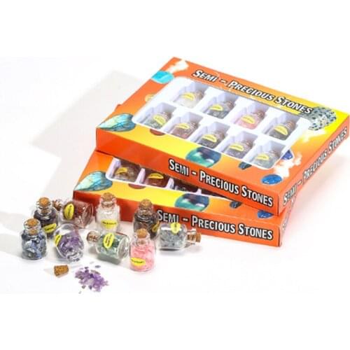 9 Bottles Wishing Bottle Natural Quartz Crystal Gravel Amethysts Stone Beads Gem Stone Chip Mineral Souvenir Gifts баночки