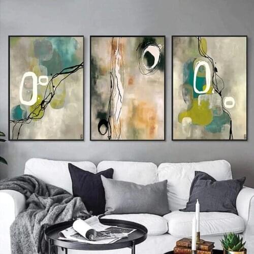 Abstract Green Watercolor Paintings Wall Art Colorful Canvas Posters and Prints for Living Room Bedroom Corridor Decoration