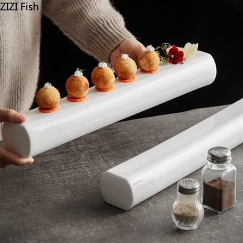 White Ceramic Long Plate Dinner Plate Japanese Kitchen Sushi Sashimi Tableware Birthday Party Dessert Plate Creative Tableware