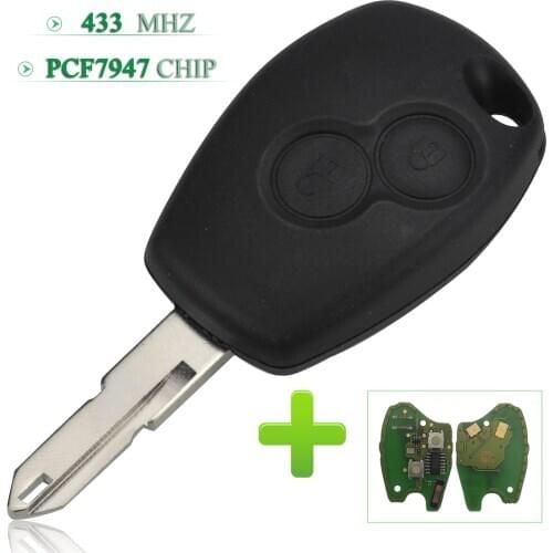 Bilchave 2 Buttons 433Mhz ASK PCF7947 Chip Remote Car Key For Renault Vivaro Movano Traffic Master Key Replacement