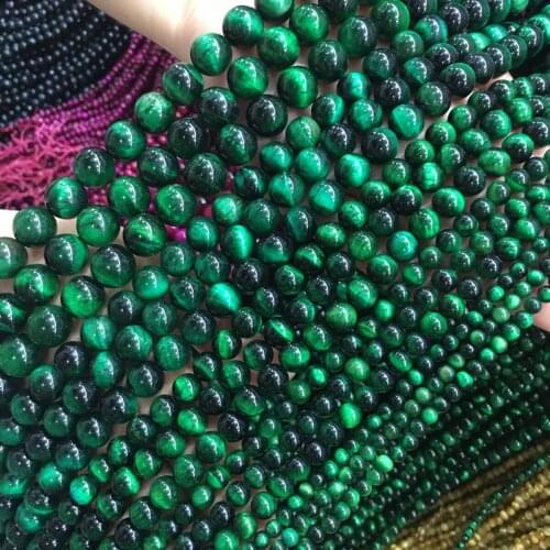 Natural Stone Beads Green Tiger Eye 4/6/8/10/12mm Fashion Jewelry Loose Beads for Jewelry Making Necklace DIY Bracelet
