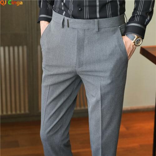 Black Pants Men Spring/autumn Fashion Casual Trousers Small Stretch Blue Mens Pants Size 28-36 Wedding Party Pantalones Hombre