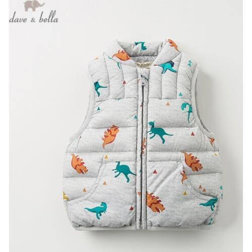 DB6447-B dave bella unisex baby autumn winter vest children sleeveless print coat baby fashion high quality outerwear