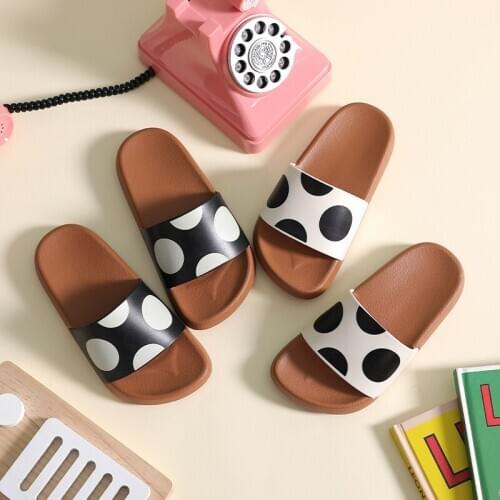 Childrens Slippers Womens Cute Polkadot Indoor Non-Slip Home Slippers Parent-Child Wear-Resistant House Shoes Women Slippers