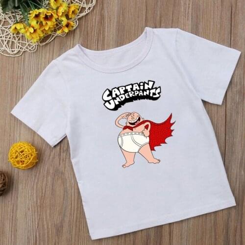 Kids Captain Underpants Cartoon T-Shirts Short sleeve Tops Kawaii Print Fashion boys girls Funny Summer Tops,ooo5252