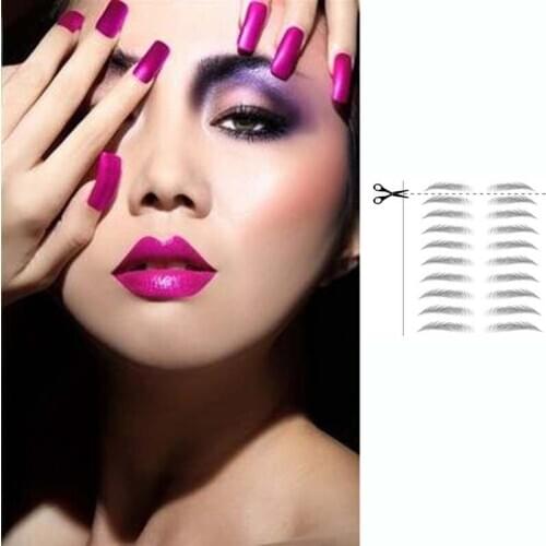 Double 6D Bionic Eyebrow Tattoo Sticker Hair Like Fake Eyebrow Waterproof Lasting Black Brown Eyebrow Sticker Cosmetics