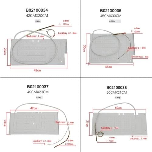 Refrigerator evaporator flat plate evaporator freezer cool plate with capillary aluminum