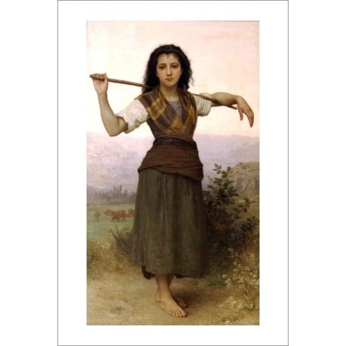 Figurative art posters canvas painting portrait pictures mural prints art William-Adolphe Bouguereau The Shepherdess