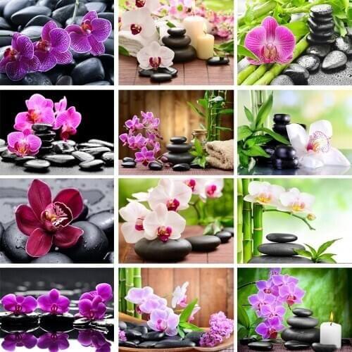 5D DIY square diamond painting bamboo stone orchid rhinestone art picture diamond embroidery cross stitch mosaic decoration kit