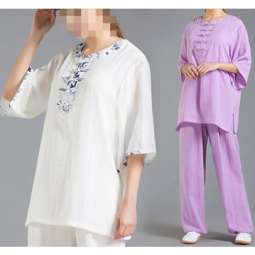 18color unisex top quality cotton&linen Summer Tai chi suit martial arts yoga short sleeves kung fu uniforms clothing