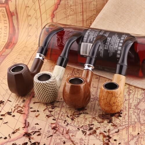 Creative exquisite pattern resin pipe bent filter tobacco pipe