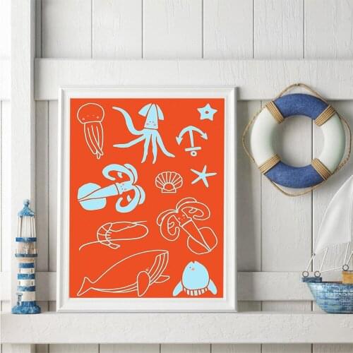 Creative Marine Organism Canvas Posters And Prints Minimalist Wall Art Abstract Painting Wall Picture Bedroom Decor Wall Decor