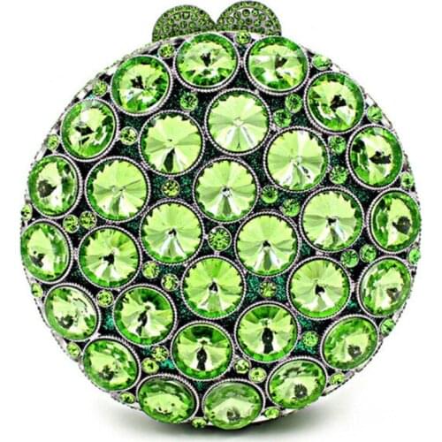 New Arrival Purple Rhinestone Clutch Purse Evening Bags Gold Metal Oval Shape Clutches bags Women Party Purses Shoulder Handbag