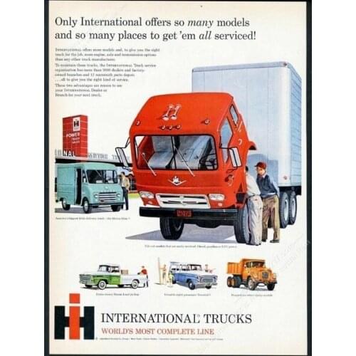 Personalized Workshop Sign 1960 International Pickup Pick-up Semi Truck Van Travelall Vintage Print Ad Metal Tin Sign
