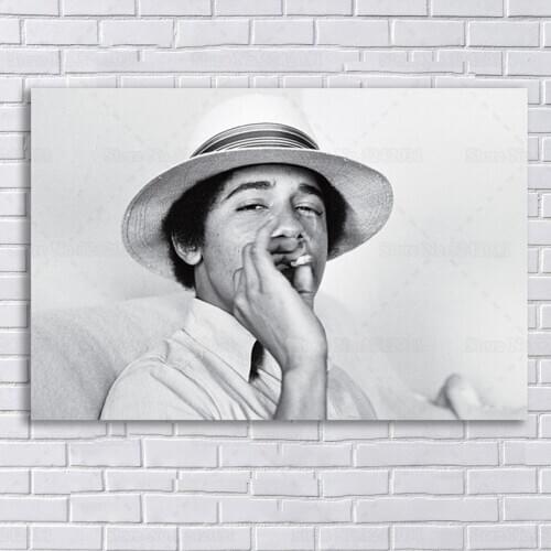 Young Barack Obama Poster Vintage Smoking Obama Canvas Painting Wall Art Decoration for Living Room