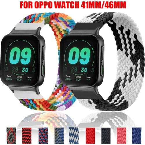 Correa Braided Solo Loop Strap For Oppo Watch band 41mm 46mm Nylon Elastic Bracelet watchband for Oppo Watch strap 41mm 46mm