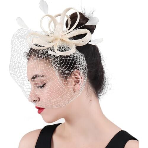 Yarn Mesh Bride Wedding Headwear Veils Bridal Hair Fascinator Accessories Fancy Net Hair Headdress For Ladies Party Tea Occasion