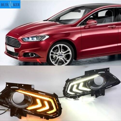 2PCS Led DRL Daytime Running Light 3 Colors in One Light for Ford Mondeo Fusion 2013 2014 2015 2016 With Fog Lamp Hole