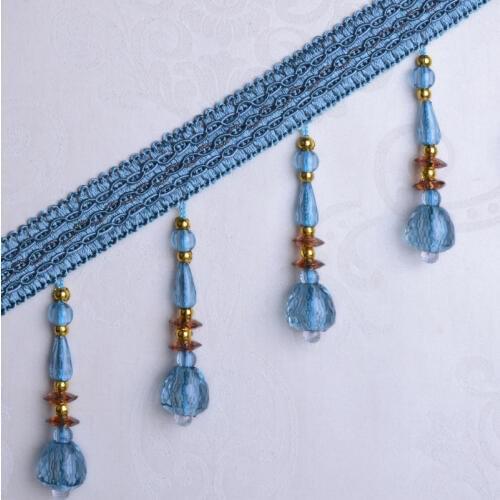 YOYUE 12 Yard/lot 10.3CM widt Curtain Lace Fringe Trim Tassel Beads Fringe Trimming For Diy Home Textile Accessories Lace Ribbon