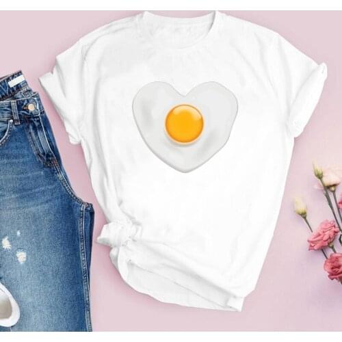 Harajuku Funny Cartoon Egg T Shirt Women Fashion Fun korea T-shirt 90s Cool Tshirt Graphic Tops Tees Female shirts for women
