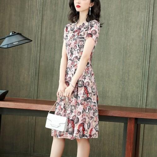 100% Real Silk Womens Summer Dress Female High Waist Dress Slim Elegant Dress Ladies Midi Dress Vestidos De Mujer Zjt2693