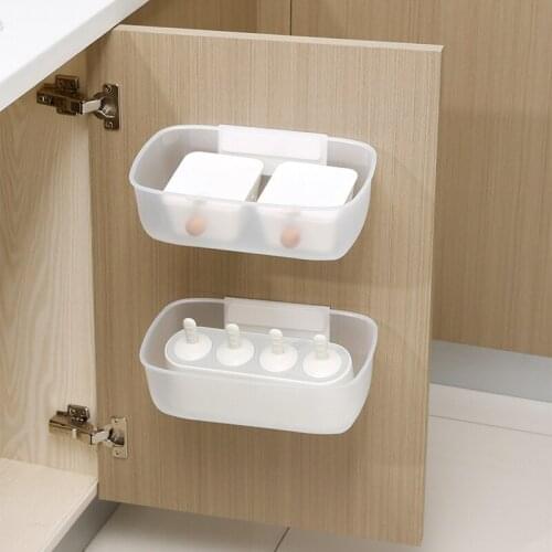 2 Layers Drainer Basket Wall-mounted Food Fruit Vegetable Storage Box Kitchen Cabinet Door-hanging Organizer Boxes Spices Rack