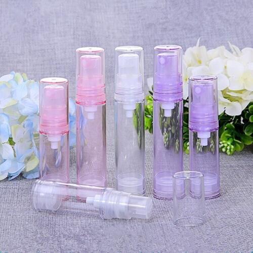 20pcs/lot 5ml 10ml 15ml Online Sale airless pump dispenser cosmetic packaging clear empty sample perfume bottle wholesale