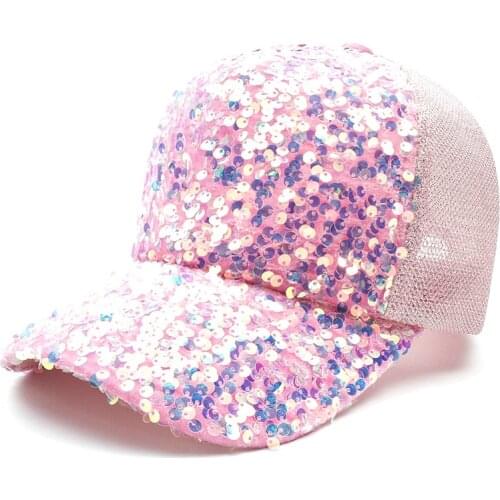2021 Rainbow Sequins Baseball Cap For Women Summer Cotton Hat Girls Snapback Hip hop hat Gorras Casquette Bones Girl Party hat