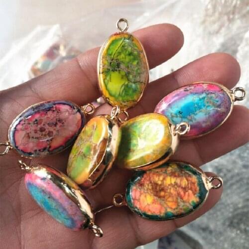 3pcs Nature Semi Precious Stone Connectors For Women Necklace Designs DIY Accessories 18x25mm More Colors Available Top Sells