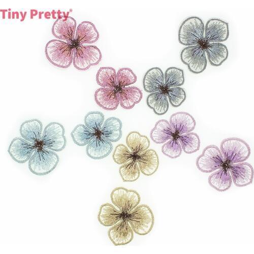 50PCS Embroided Floral Petals Chiffon Blossom Flowers DIY Craft Accessory for Jewelry Making, Hair Clips, Barrettes