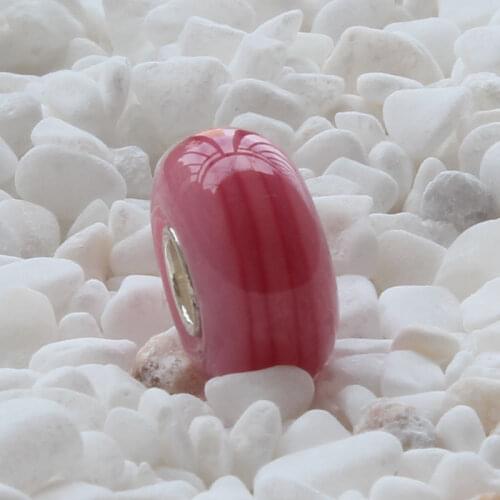 925 Sterling Silver Large Hole Colorful 3D Flowers Full pink Heart Murano Glass Charm Beads Fit European Bracelet Jewelry