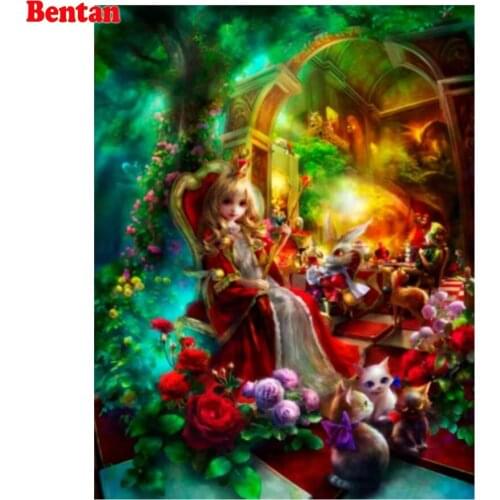 5D DIY Diamond Painting Cartoon girl and bunny Cross Stitch Kit Full Diamond Embroidery Mosaic Picture Rhinestone Wonderland