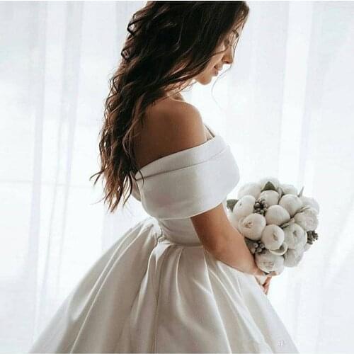 Princess Stain Wedding Dress Off Shoulder Long Train Sleeveless Sweetheart Bridal Gowns vestido De Noiva Bride Gown