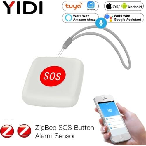 Alarm Emergency Tuya ZigBee SOS Button Sensor Alarm Elderly Children Help Switch Remote Control Tuya Smart Life App Voice Alexa
