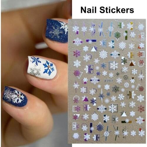 Safe 1 Sheet Christmas Snowflakes Manicure Art Transfer Sticker Various Styles Nail Decal Thin Texture for Decoration