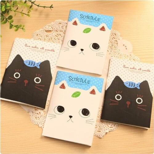 1 PC Korean Stationery Notebook Office Supplies School Creative Cartoon Cat Style Filofax Notepad Diary Students randomly