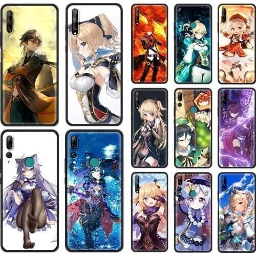 Genshin impact Cute Phone Case For Huawei Y6 2019 Cover Y7a Y5 Y7 Y9 Prime Y5p Y6p Y8p Y6s Y9s Y9a Silicone Black Shell