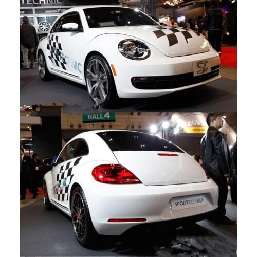 Black /White Sport Style Trendy Rhombus Car Sticker For Volkwagen Beetle Z2CA405