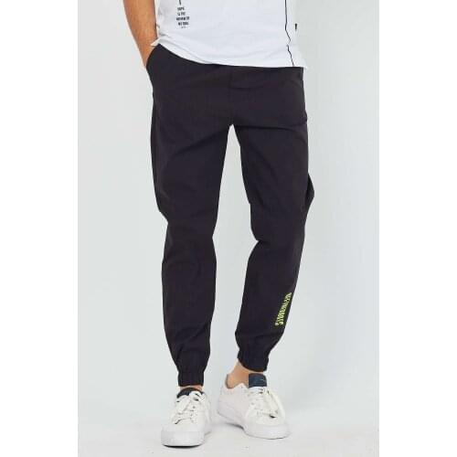 Denim Republic Mens Black Print Detailed Nylon Jogger Pants New Season 2021