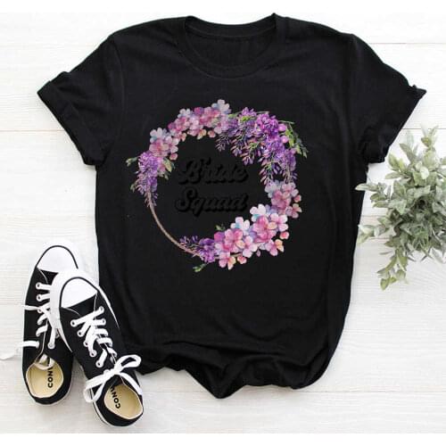 Bride Team Print T Shirt Women Summer Harajuku T Shirt Fashion Tops Female T-shirt Casual Tee Woman Clothing XNTX026