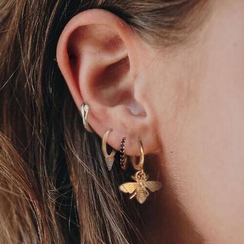 GorGor Clip Earrings Women 925 Sterling Pattern Round Mosaic Black Zircon Gold Plated Simple Classic Party Jewelry 60203360094