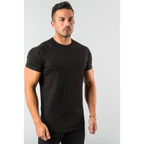Summer Men Workout T-shirt Classic Short Sleeve Round Neck Streetwear Black T-shirt Cotton Breathable Undershirt