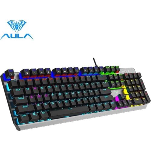 AULA Mechanical Keyboard Wired Metal Panel 20 Kinds of Lighting Effects High-low Key Layout Custom Programeble Function