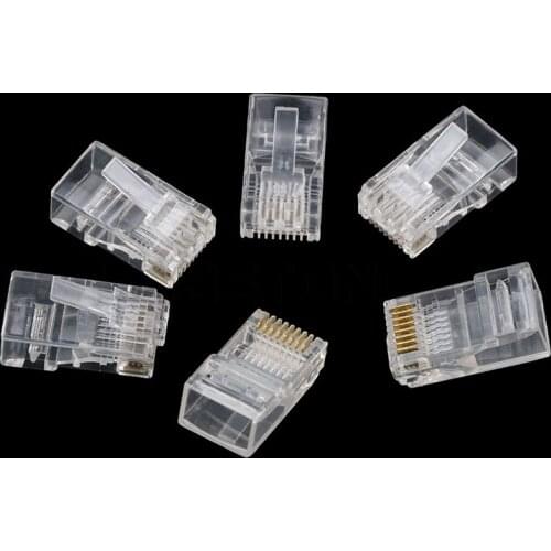 Kebidumei Network Plugs 50 pcs RJ45 RJ-45 CAT5 Modular Plug Network Connector for Cat5 Cat5e Cat6 Cable