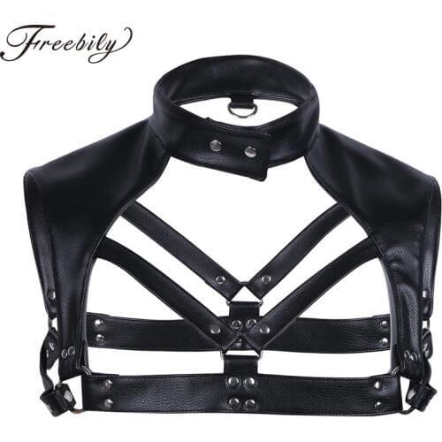 Mens Sexy Lingerie Adjustable Body Chest Harness Costume Faux Leather Bondage Harness Sex Fetish Bondage Restraints for Male