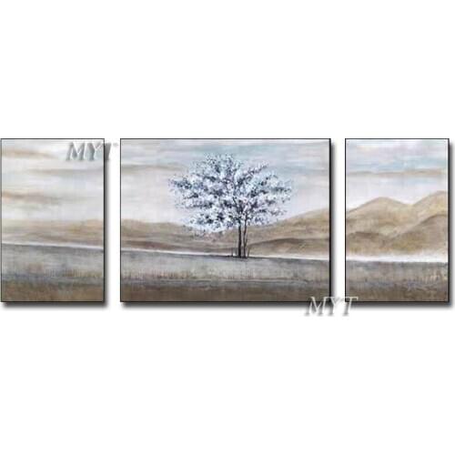 MYT 3PCS As 1 Set 100% Tree Lanscaple Hand Painted Pictures Modern Abstract Oil Paintings On Canvas Home Wall Art Canvas