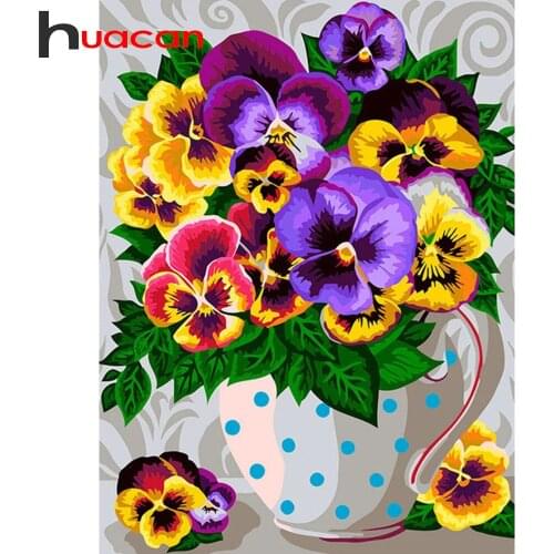 Huacan Full Square Diamond Painting Flower Kit 5D DIY Diamond Embroidery Mosaic Cross Stitch Vase Home Wall Decor