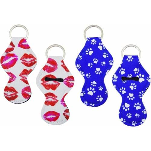 12Pieces Neoprene Chapstick Lipstick Holder Lip Balm Wrap Keychian Wrap Carry Case Hot Sale Valentines Gifts Birthday Gift